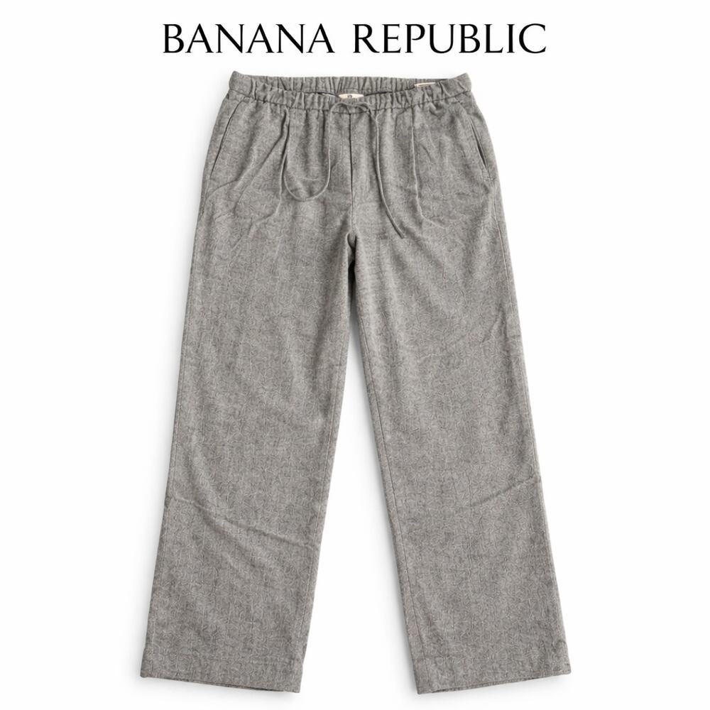 Banana Republic Gray Herringbone Wool Blend Pants Womens M Pull On